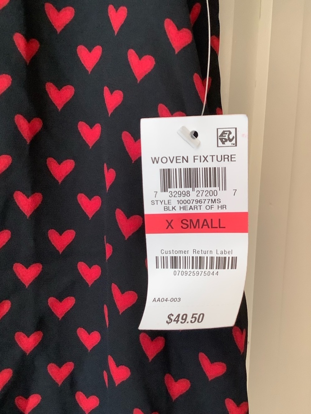 Maison Jules Black Blouse with Pink Heart Print - Picture 5 of 7